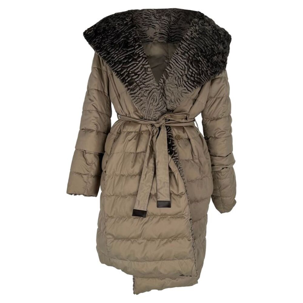 'S Max Mara Noveast Reversible Puffer Down Coat in Khaki Polyamide